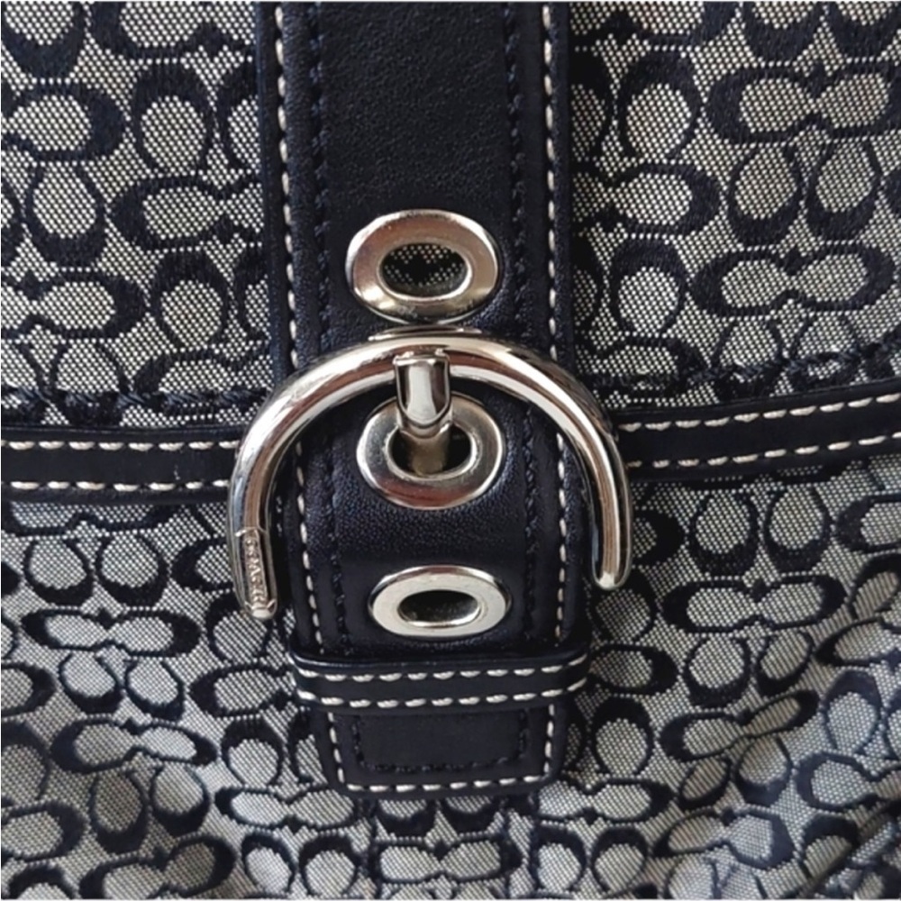Coach Monogrammed Logo Buckle Small Crossbody Black/White/Silver Hardware - Picture 10 of 15